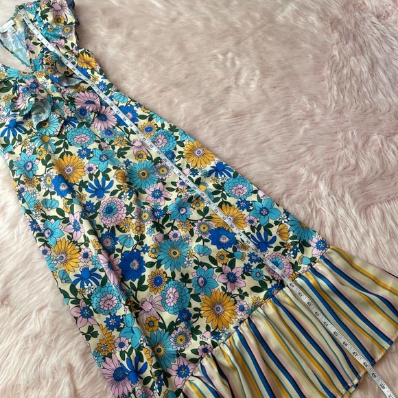 NEW - TOPSHOP Mix and Match Stripe and Floral Retro Midi Dress in Multi - Size 2 - Picture 14 of 16